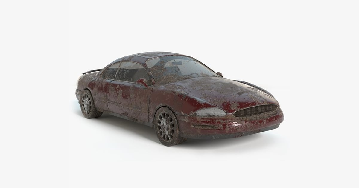 Wrecked Coupe: Abandoned and Decayed 3D, Incl. car & electric car - Envato