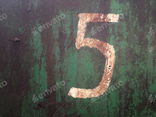 Preview: Number 5 five blue old metal background texture