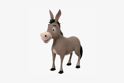 Preview: Cartoon donkey lateral view with open mouth