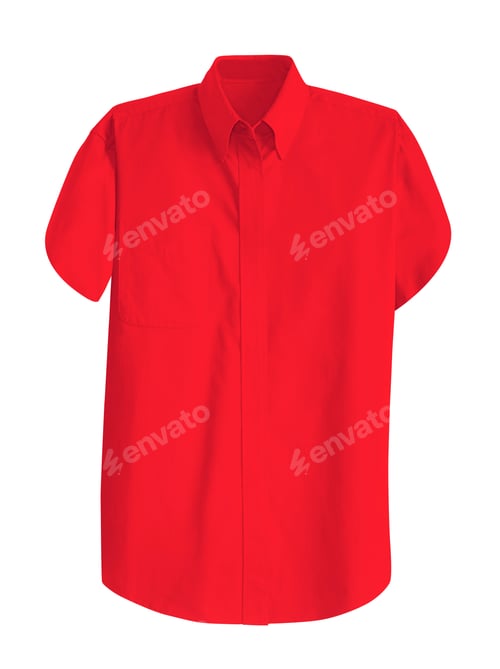 Preview: Bright Red Short Sleeved Button Down Shirt