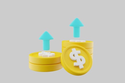 Preview: Finance growth coins with arrows