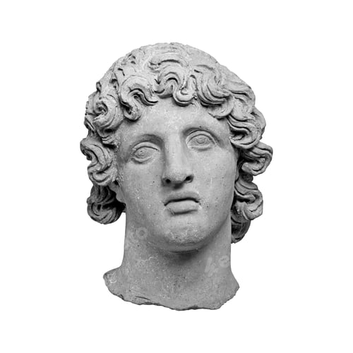 Preview: Antique terracotta head of greek youth isolated