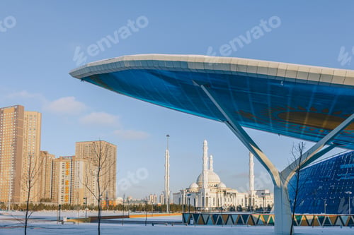 Preview: Modern architectural urbanistic city Astana. Futuristic buildings, mosque, Nur-Sultan, Astana