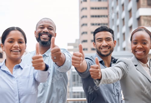 Preview: Always be proud of what you do. Shot of a group of businesspeople giving the thumbs up.