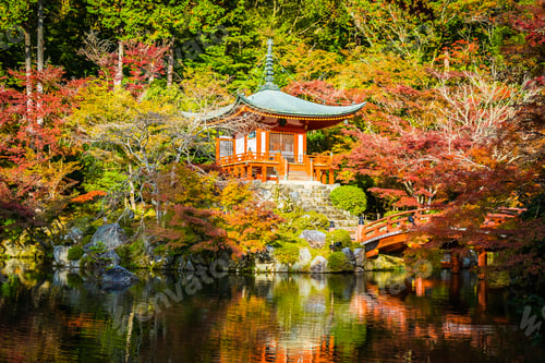 Preview: Beautiful Daigoji temple with colorful tree and leaf in autumn s
