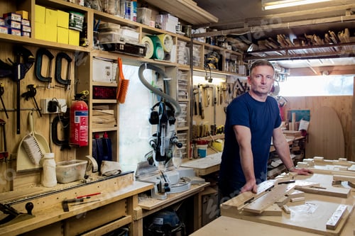 Preview: Craftsman beside his workbench and tools