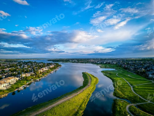Preview: Bird's eye view of Chestermere Lake in Alberta, Canada.