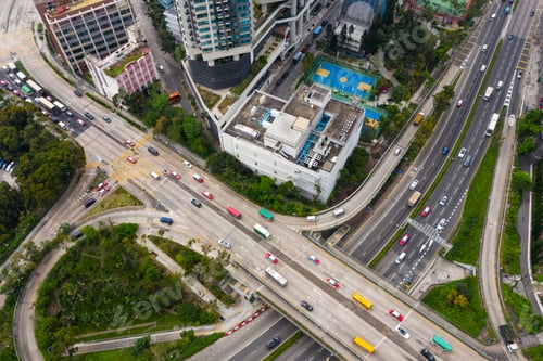 Preview: San Po Kong, Hong Kong 11 April 2019: Top view of Hong Kong city