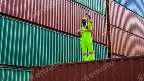 Preview: Warehouse engineer working at container yard