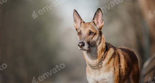 Preview: Belgian Malinois Shepherd: Portrait in an Urban Landscape