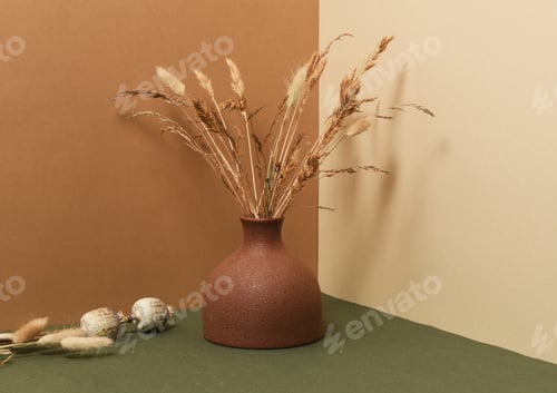 Preview: Vase with bouquet of dry grass