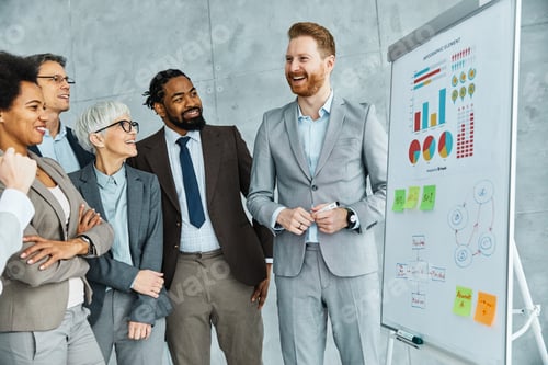 Preview: young business people meeting office teamwork group whiteboard presentation seminar senior mature
