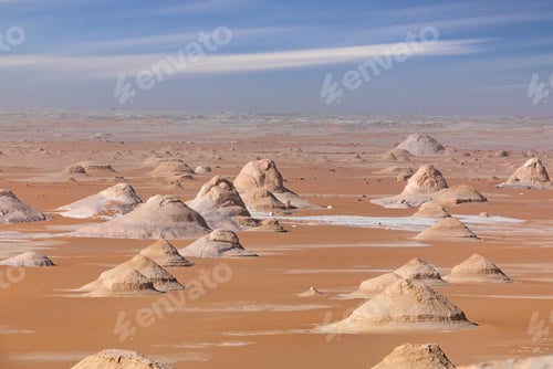 Preview: Chalk rocks in the White Desert at sunset. Egypt, Baharia