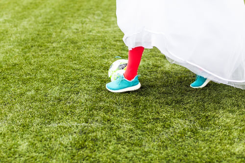 Preview: European Football Championship concept. Bride on the football stadium.