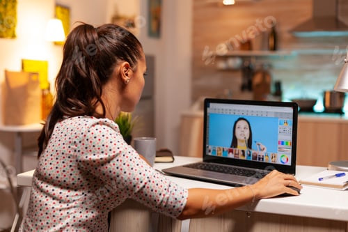 Preview: Woman digital editor work in photo editing