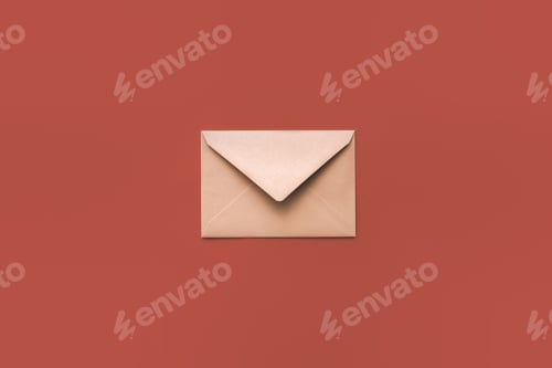 Preview: Christmas kraft envelope, isolated on red