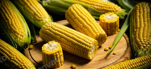 Preview: Fresh corn on cutting board.