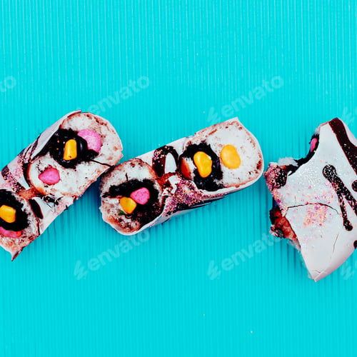 Preview: Destroyed donut. Stillife creative art