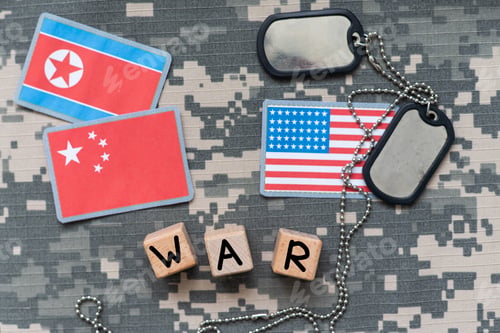 Preview: US and China flags on military uniform background for trade war concept