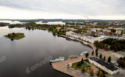Preview: Aerial drone scenery of Kuopio city in Eastern finland. Norrthern Savonia
