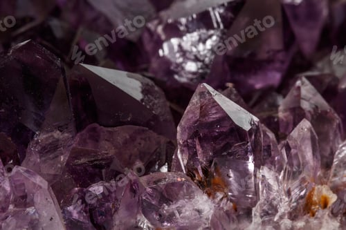 Preview: Amethyst Crystal Druse macro mineral on white background