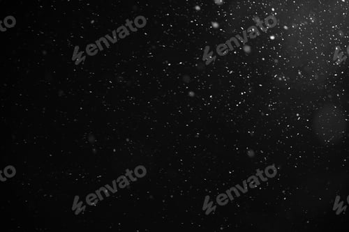 Preview: Falling snow flakes or rain on black background