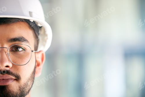 Preview: Architecture, space and portrait of man on construction site for engineering, design and building.