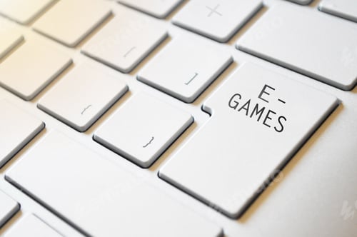 Preview: White Keyboard with the word Egames on one of its keys.