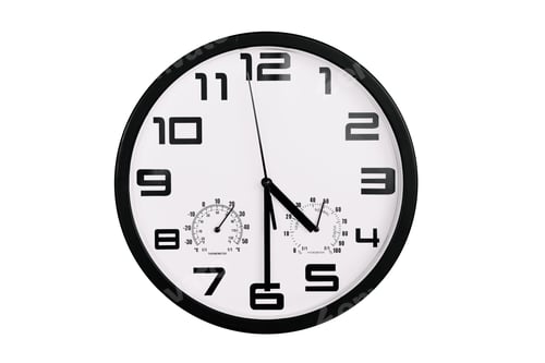 Preview: Clock with arabic numerals on wall shows 16:30 , 4:30