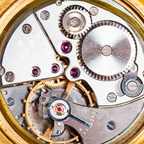 Preview: clockwork of old mechanical golden watch