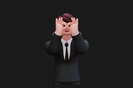 Preview: Man in suit, hands covering eyes, expressive face