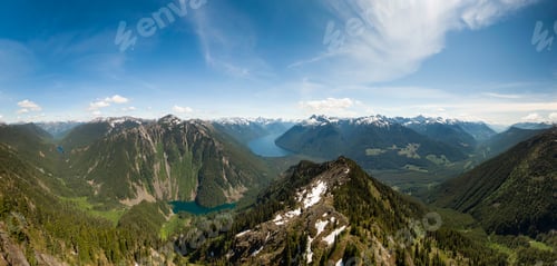 Preview: Aerial Panoramic View of Canadian Mountain Landscape during a vibrant sunny day