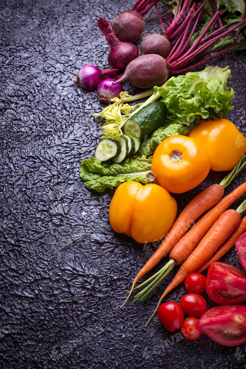 Preview: Rainbow colored vegetables.
