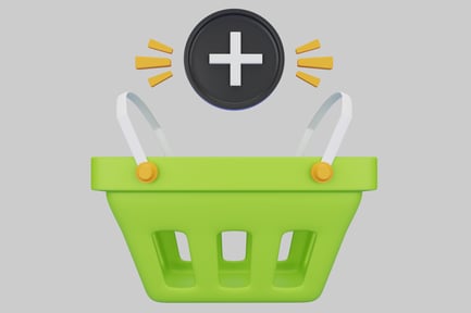 Preview: Close-Up View of a Green Basket Adorned with a Plus Sign