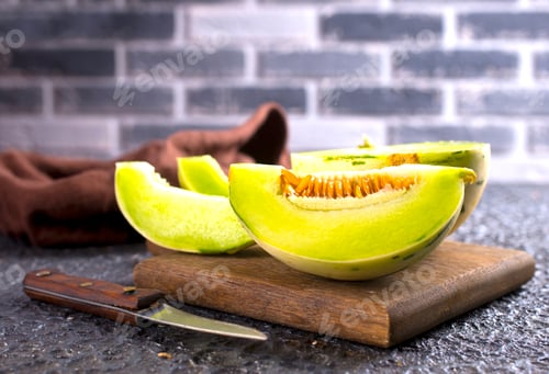 Preview: slice of japanese melons, orange melon or cantaloupe melon