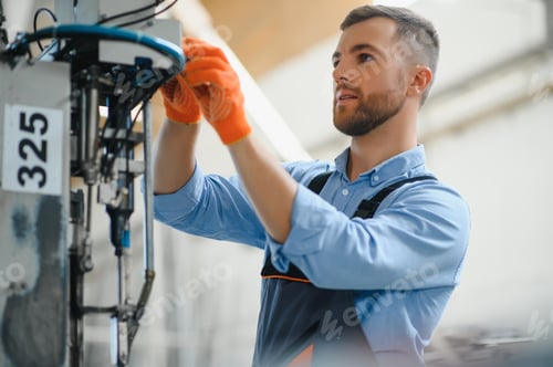 Preview: Factory worker. Man working on the production line.