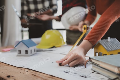 Preview: Group architects and engineers build houses and conference buildings together to design and build st