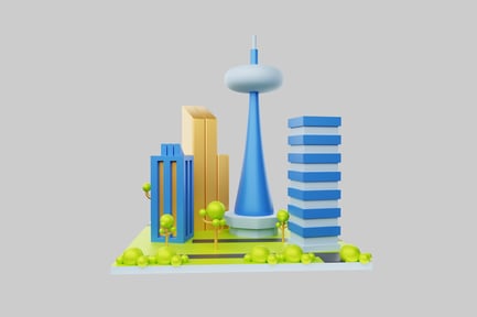Preview: Cartoon cityscape with tower structure