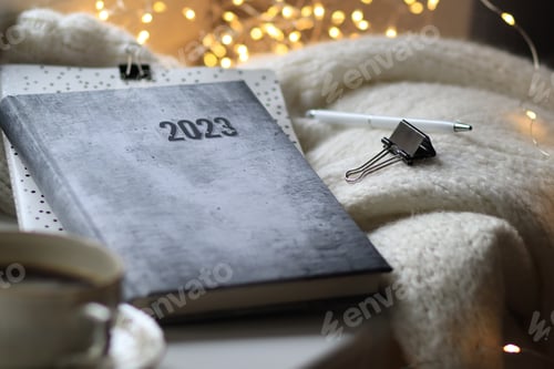 Preview: Calendar flat lay. Planning for the new year.