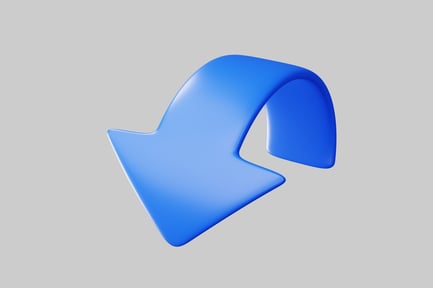 Preview: Glossy blue curved arrow down