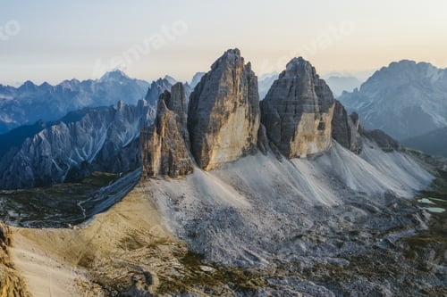 Preview: National Nature Park Tre Cime In the Dolomites Alps. Beautiful nature of Italy. Aerial view at