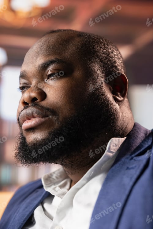 Preview: African american sleepy secret agent working with anxiety and burnout