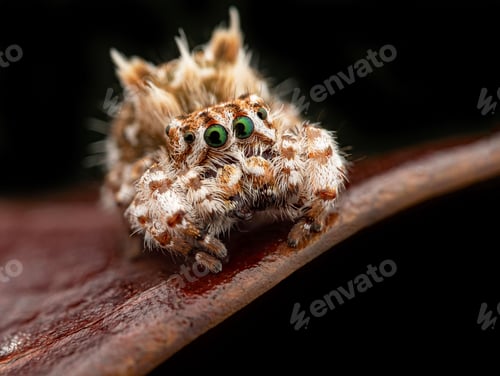 Preview: Tiny Jumping Spider on a Leaf, Extreme Close-Up