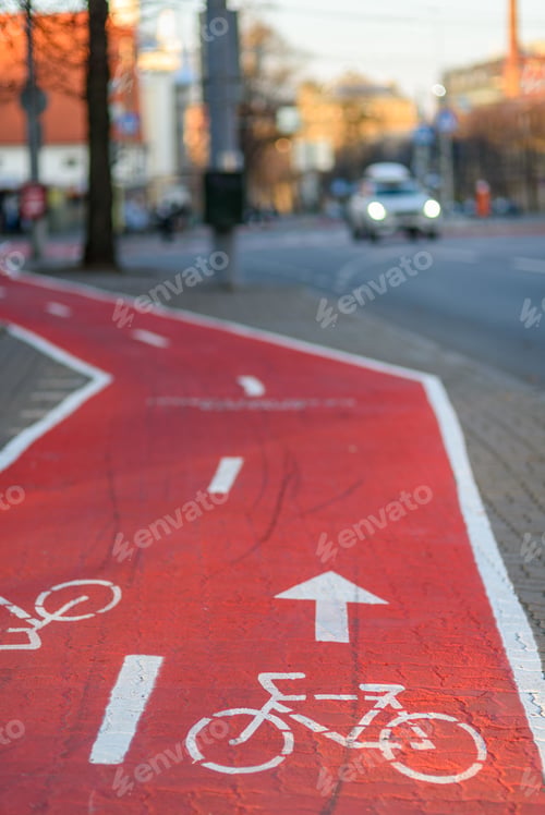 Preview: Red bike or cycle lane in Tallinn city