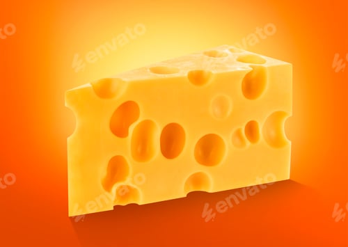 Preview: Piece of cheese isolated, chunk cutout
