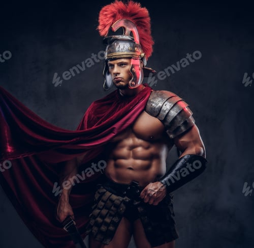 Preview: Portrait of a brutal Roman legionary in battle uniforms