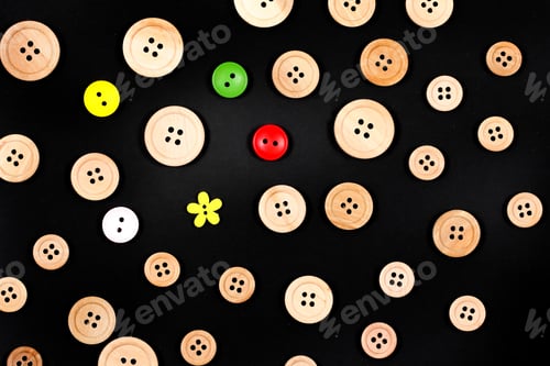 Preview: Different Buttons Lie On A Black Background