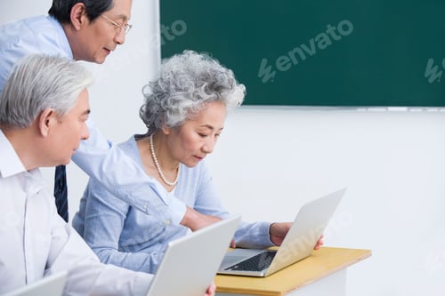 Preview: Senior adults having computer class at school
