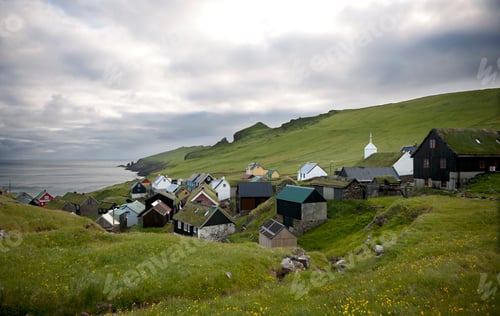 Preview: Houses in the village of the Island Mykines, Faroe Islands