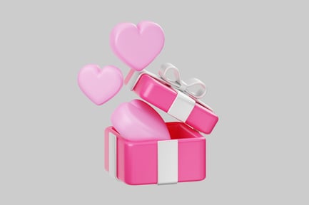 Preview: Pink gift box with hearts